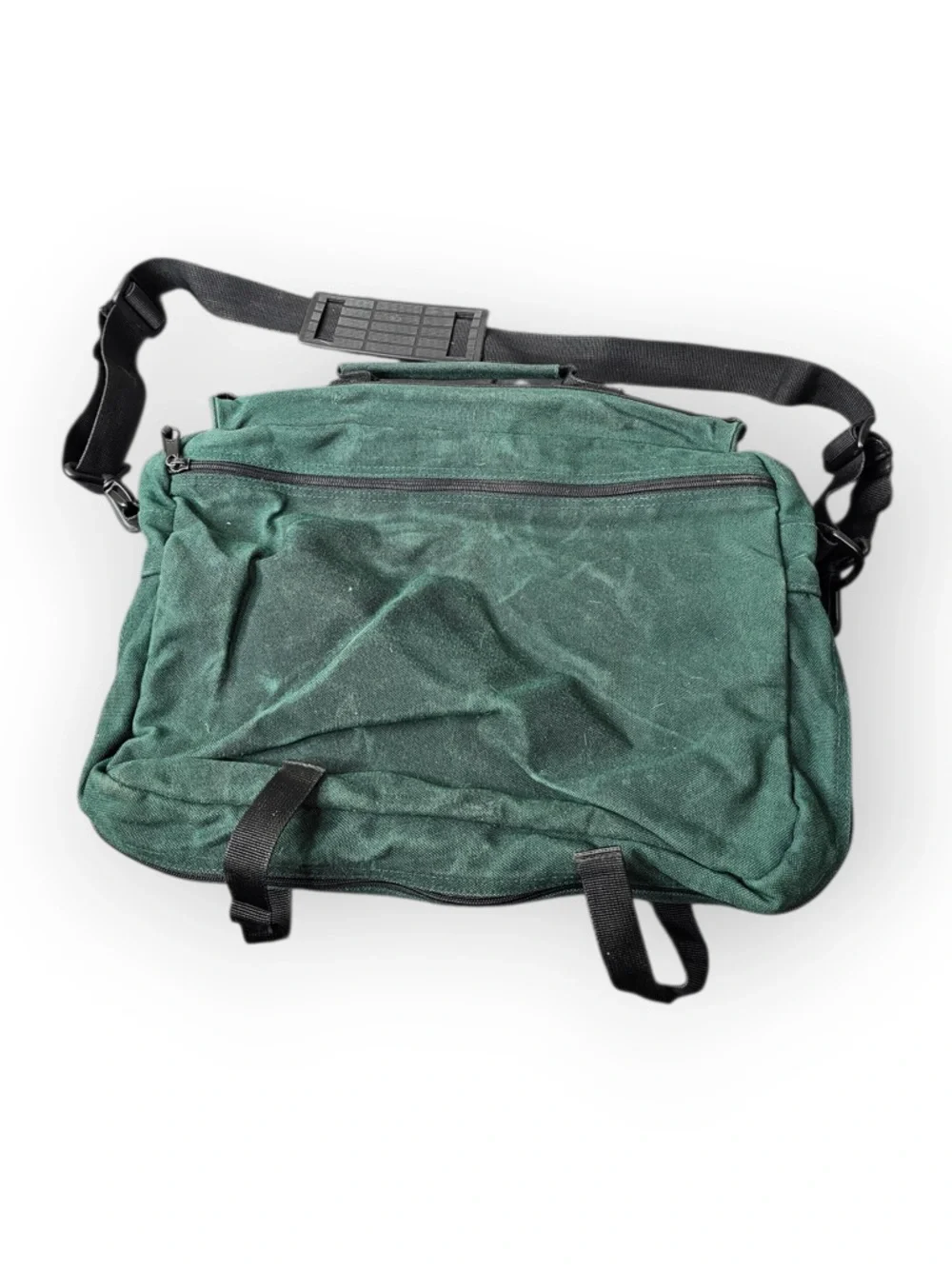 Eddie Bauer Heritage Green Waxed Canvas Messenger Bag